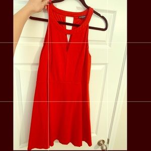 Red Keyhole Cutout Cocktail Dress